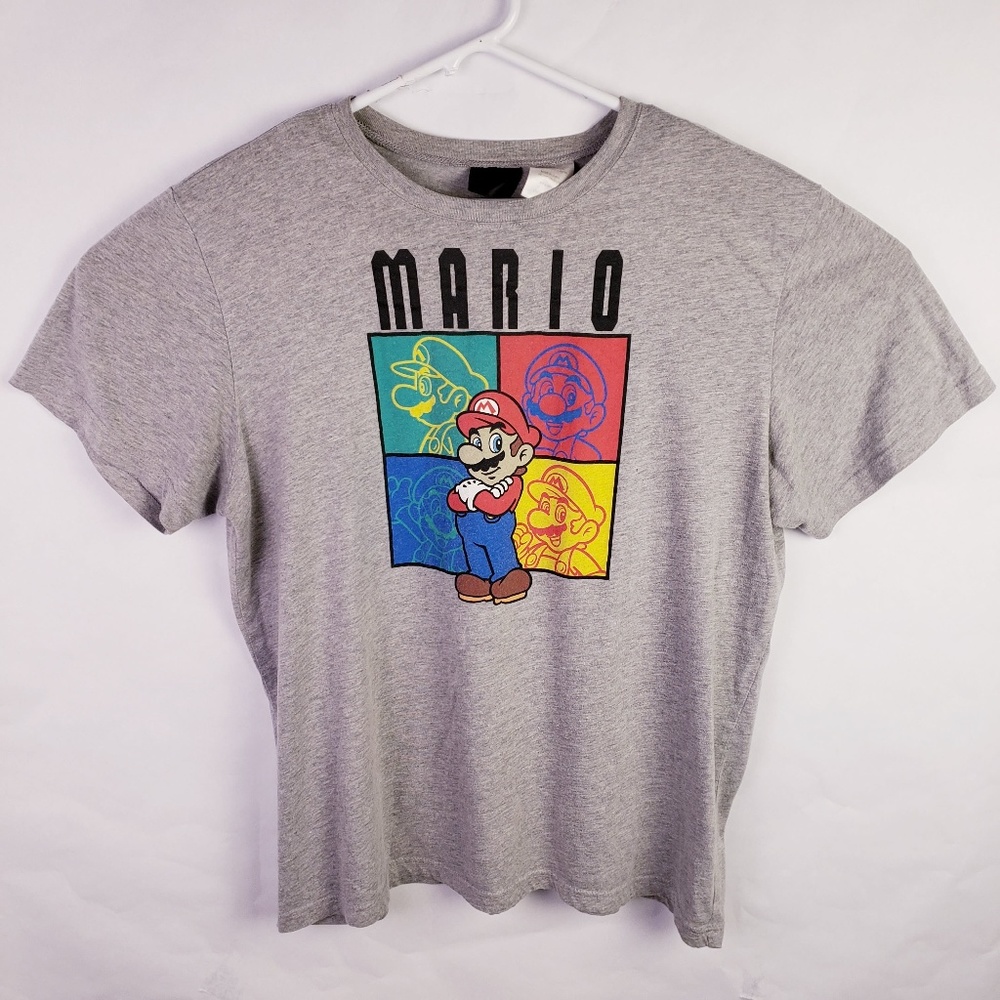 Super Mario Graphic T-Shirt Gray Officially Licensed Nintendo Pop Art - Picture 2 of 6